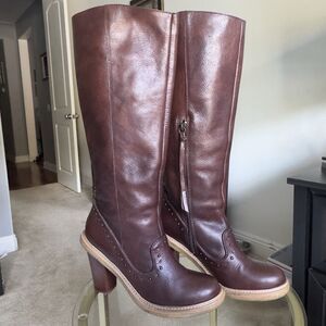 Schuler & Sons Philadelphia Cherrywood Leather Studded Tall Boots Womens Size 10